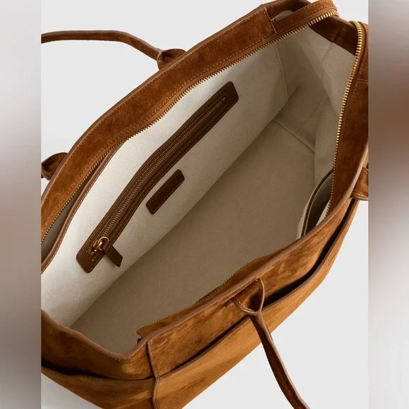 Quince Italian Suede Shopper Tote Whisky Brown Bags - Picture 4 of 10